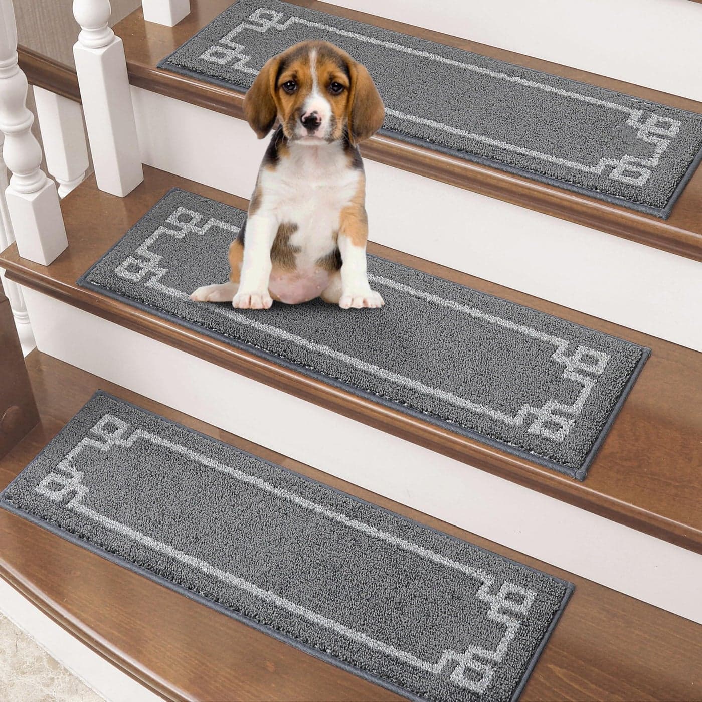 BEQHAUSE Stair Treads for Wooden Steps Non Slip Washable Carpet Stair Treads with Reusable Residue Free Backing Soft Polyester Stair Runners Indoor for Kids Elders and Dogs 9x284pcsGrey