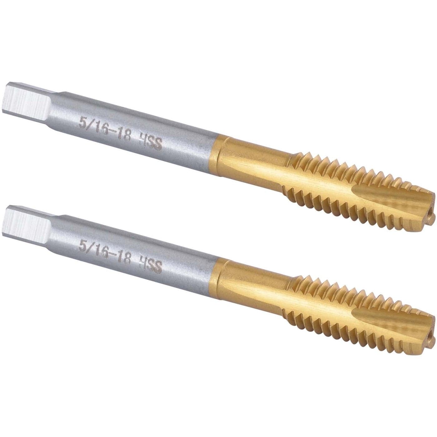 Burkit 2pcs 51618 UNC Spiral Point Tap HSS Titanium coating Spiral Point Plug Threading Tap 516 x 18 UNC