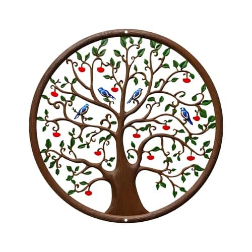 ESTART 11 Inches Tree of Life Wall Art Metal Tree Life Wall Decor Family Tree Wall Plaque Wall Hanging Sculptures for Balcony Porch Bedroom Living Room Kitchen Garden Office Indoor Outdoorr Colorful