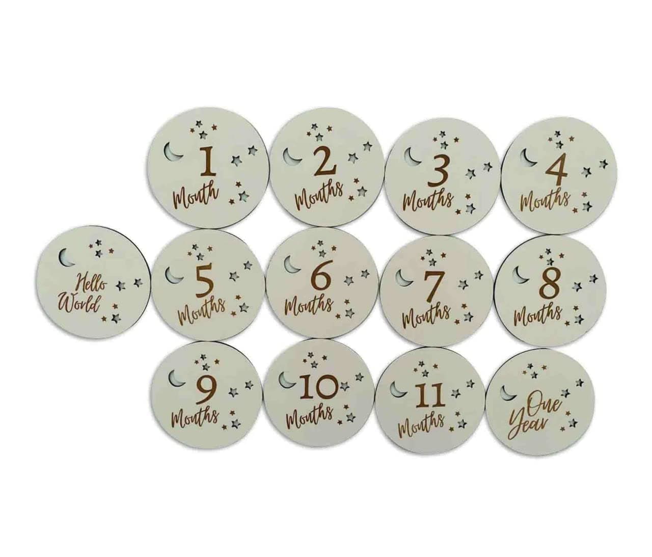 Haoser Baby Milestone Plaque Set | Wooden Baby Milestone Card | Baby Photo Shoot Discs | Baby Monthly Disc | Newborn Gift |Baby Shower Gift, Gender Neutral Gift