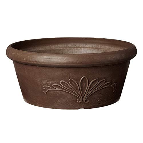 Arcadia Garden Products PSW TA20C Plastic/Stone/Wood Composite Bulb Pan – No Drainage Hole (Drillable), 8"x3", Chocolate