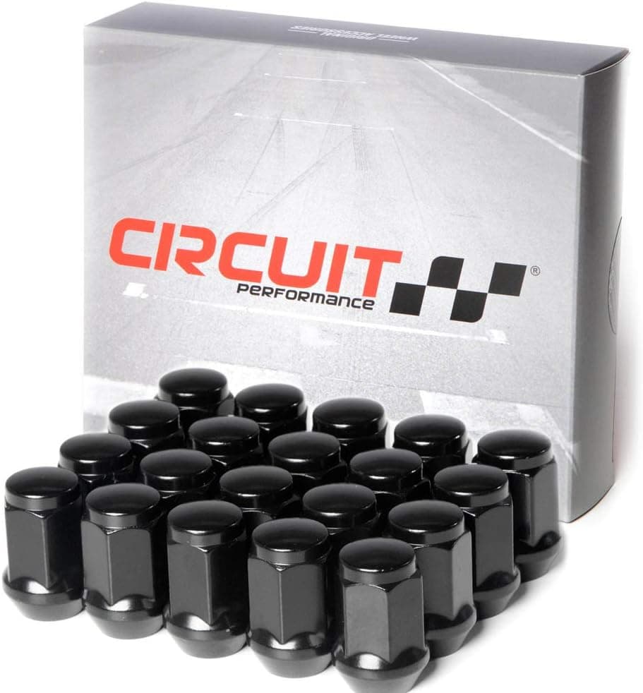 Circuit Performance 12x1.5 Black Closed End Bulge Acorn Lug Nuts (20 Pieces)