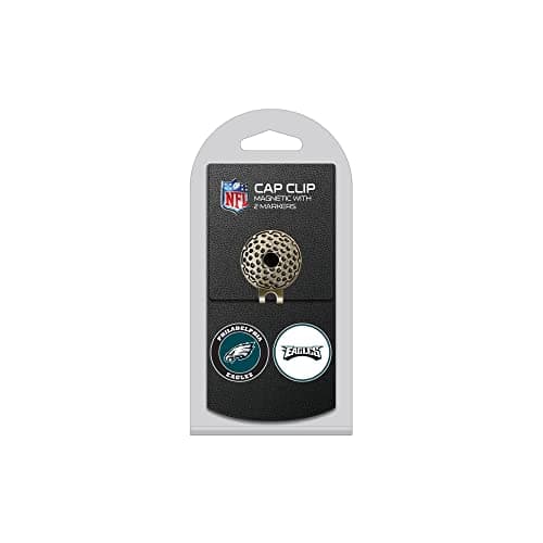 Team Golf NFL Philadelphia Eagles Cap Clip With 2 Golf Ball Markers Golf Cap Clip with 2 Removable Double-Sided Enamel Magnetic Ball Markers, Attaches Easily to Hats