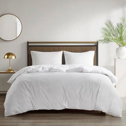 Sleep Philosophy Duvet Cover Queen Size Waterproof Comforter Protector for All Seasons, 3M Scotchgard Moisture Wicking Treatment Duvet Protector with Zipper Flap White