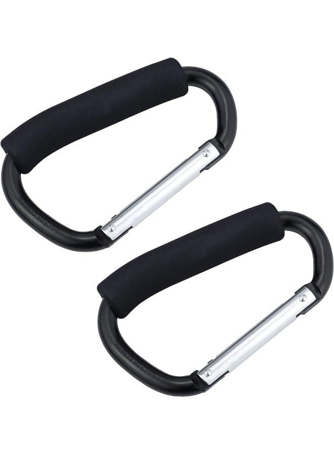 JIALEEY Grocery Bag Shopping Bag Holder Handle Carrier Tool Multi Purpose Snap Hook Stroller Hook Set Organizer Accessories with Soft Foam Grip for Hanging, Pack of 2, Black