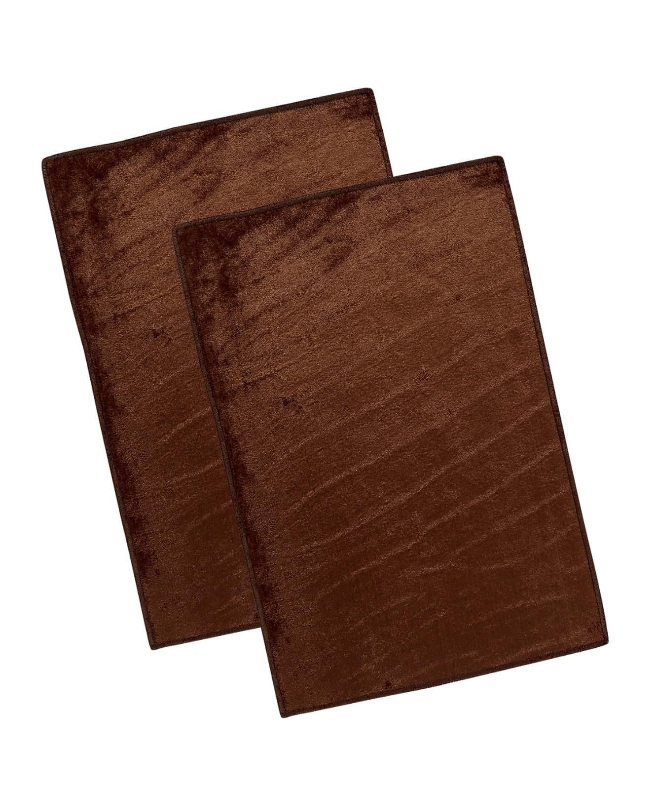 RD TREND Velvet Door Mats Combo Set 2,Anti-Skid Door Mat for Home/Living Room/Office/Home Entrance, Quick Dry Machine Washable (Brown,16x24 Inches), Rectangular