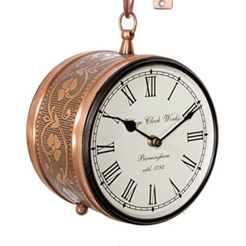 Kamdhenu Art and Craft Synthetic Wood Religion Wall Clock - 20 x 12 x 20 cm (Copper) Analog