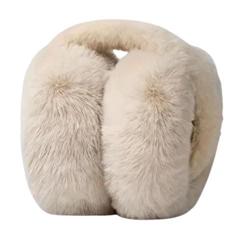 LR FASHION Winter Collection Foldable Ear Muffs for Women Cold Weather Fluffy Earmuffs Winter Warm Headband Ear Covers for Cold Weather (Beige)