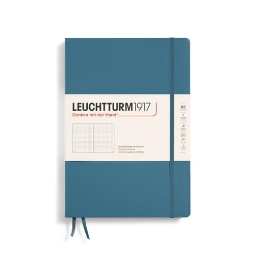 LEUCHTTURM1917 - Notebook Hardcover Composition B5-219 Numbered Pages for Writing and Journaling (Stone Blue, Dotted)