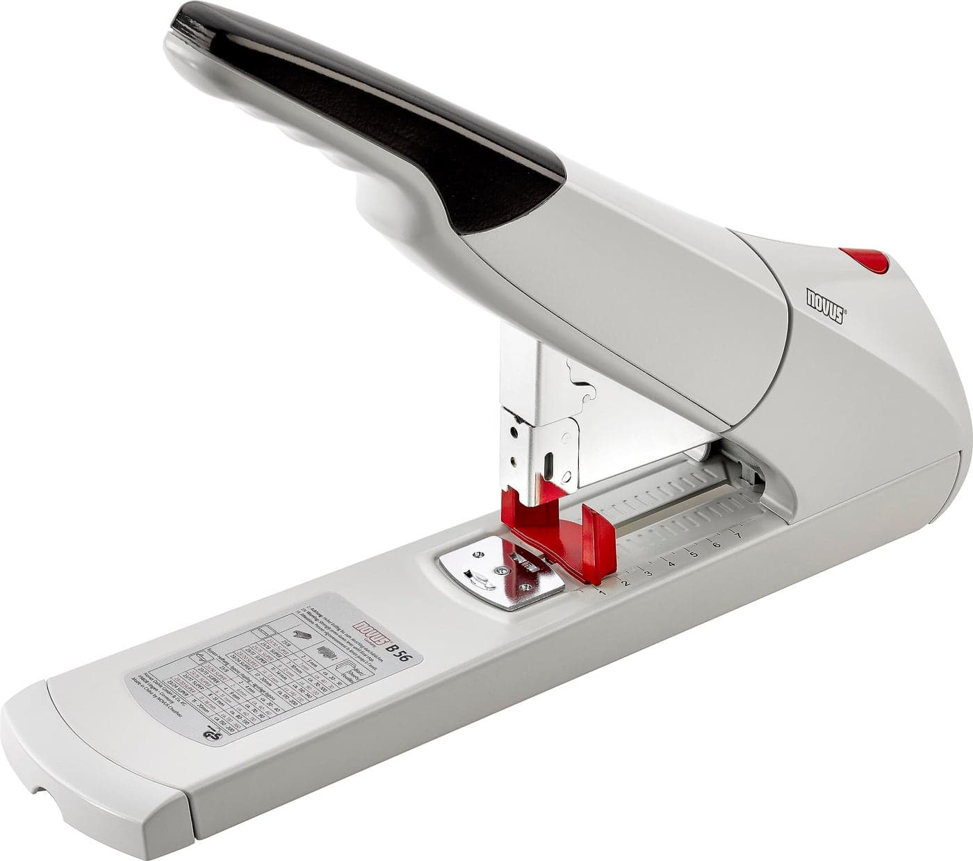 Novus B56 Heavy Duty Stapler 200 Sheet Capacity AntiJam 3 Stapling Depth wAdjustable Guide Staple Bypass German Engineered 0230059