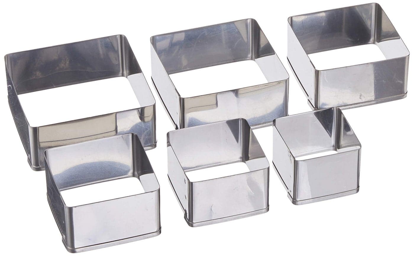 Ateco Plain Edge Square Cutters in Graduated Sizes Stainless Steel 6 Pc Set