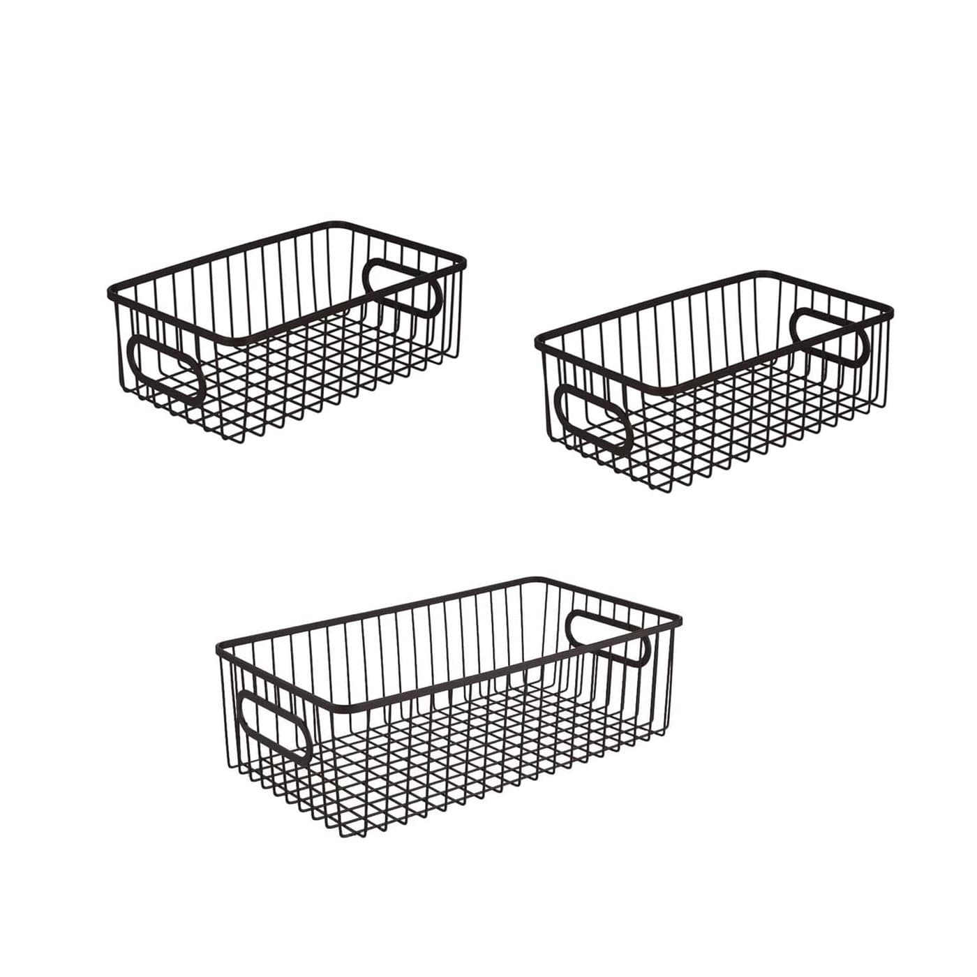 Bianco Metal Storage Basket Storage Organizer Basket Bin Cosmetic and Sundries Storage Basket for Home and Office Organization Wire Grid Design Basket Set of 3 Black 102pcs 161pcs