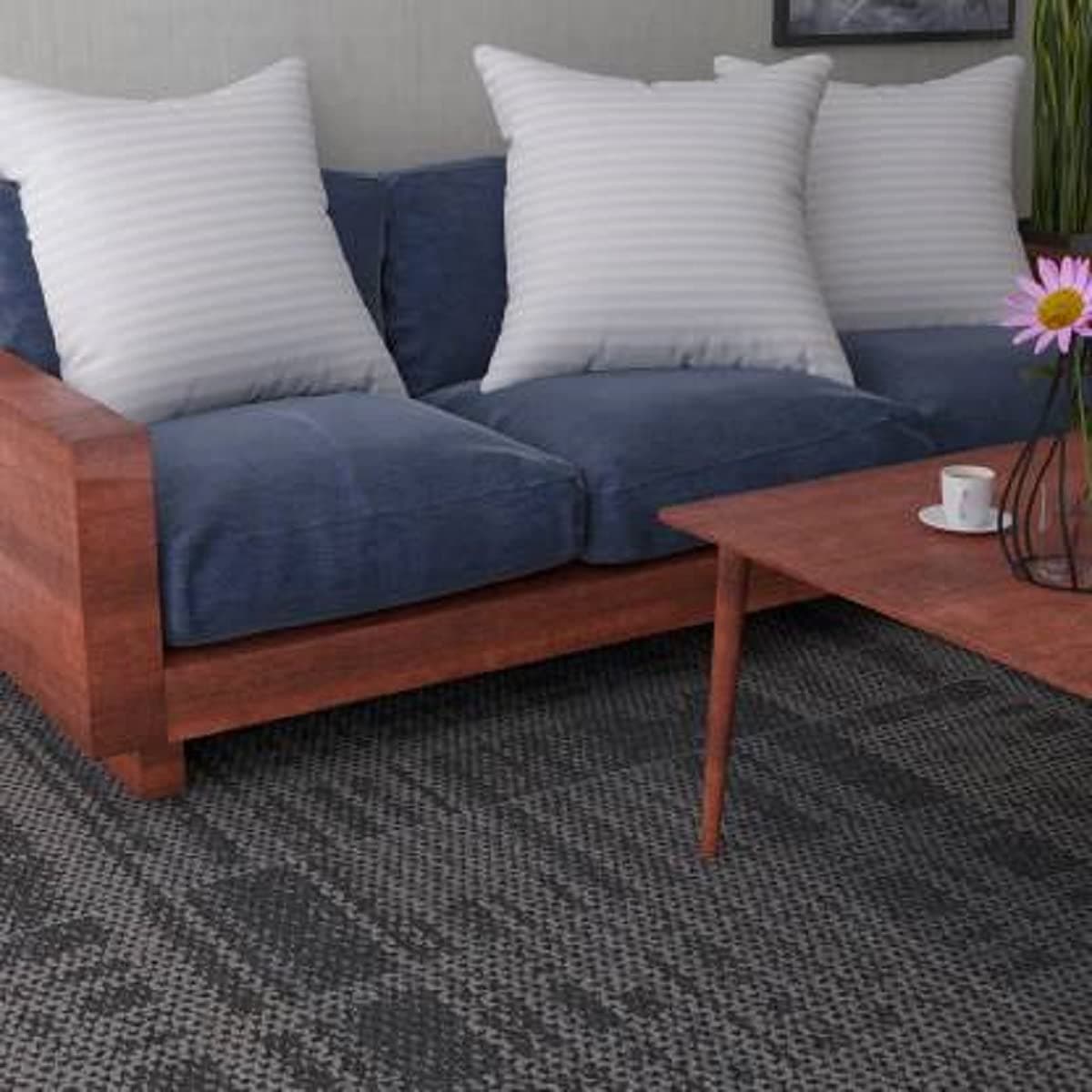 Habitat Square Pillow 24x24 Inches Set of 3 Alberta Microfiber Hotel Quality Premium Fibre Soft Cushion Filler White