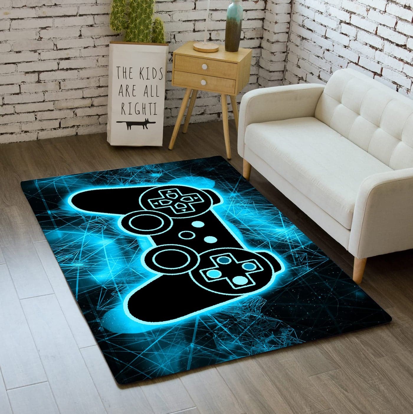 Gaming Rug Video Game Area Rugs for Boys Teens Gamer Rug for Boys Room Gamer Controller Gamepad Pattern Carpet Floor Mat Bathroom Mat for Livingroom