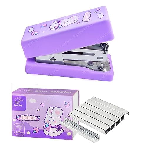 FunBlast Portable Mini Stapler Machine – Kawaii Stapler for Office & School, 400 Staples, Purple