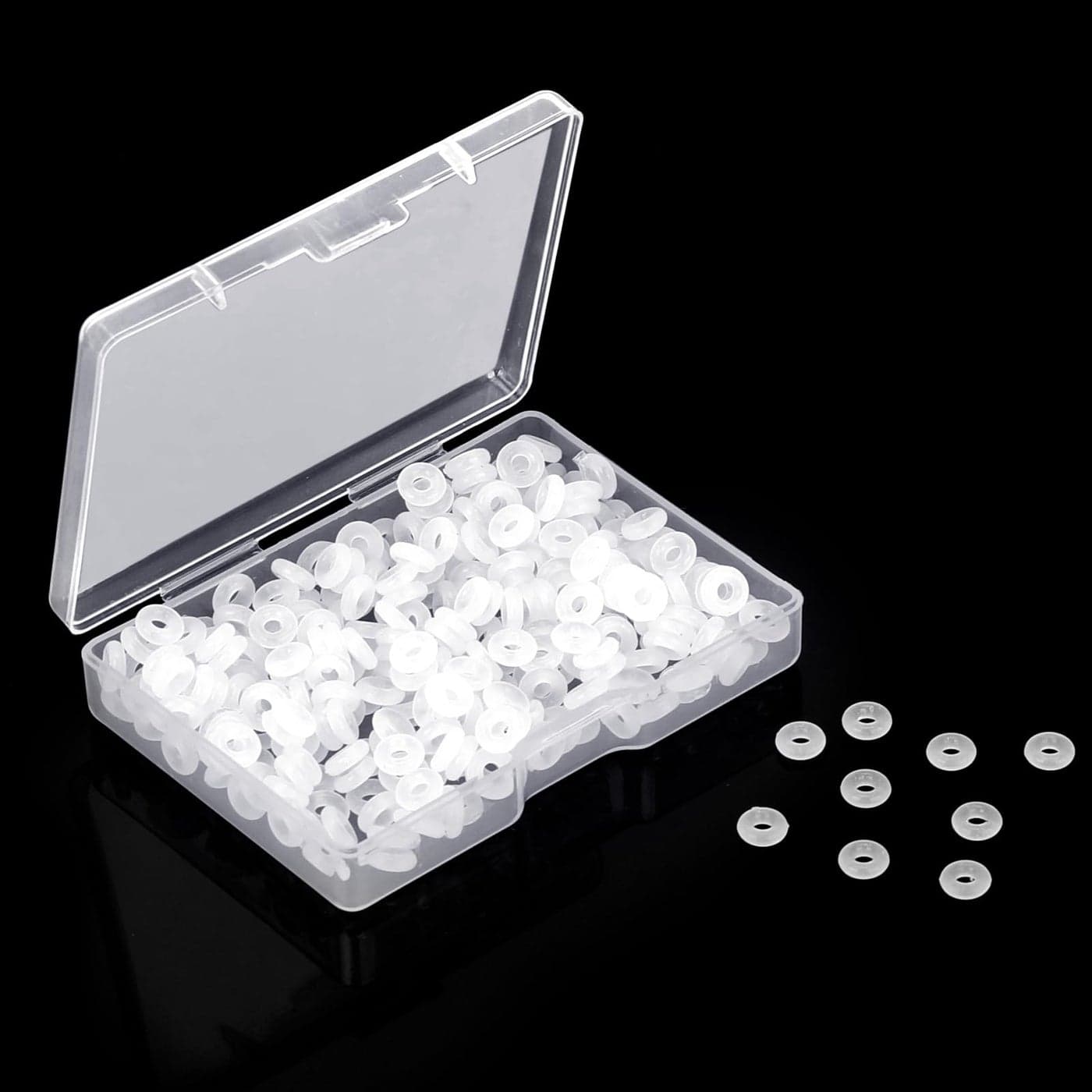Salbsever 300 Pcs Charm Bracelet Spacers 6mm Transparent Rubber Bead Stoppers for DIY Jewelry Making