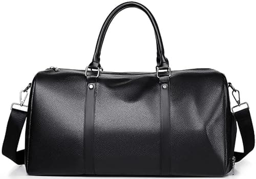 Leather Travel Duffle Bag for Men Carry On Weekender Overnight Bags for Business Sports Gym Black1