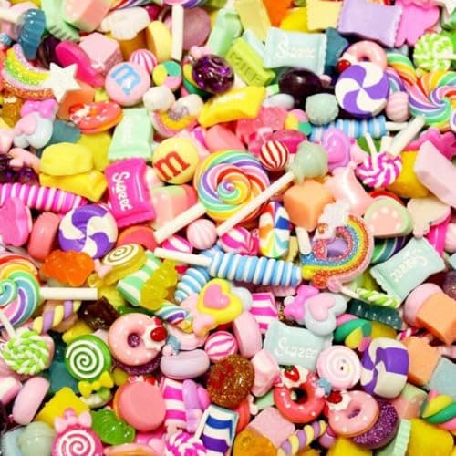 Halloluck 50 Pcs Nail Slime Charms Easter DIY Craft Making Resin Jewery Making Kit Resin Flatback Slime Beads Making Supplies for DIY Scrapbooking Crafts Candy