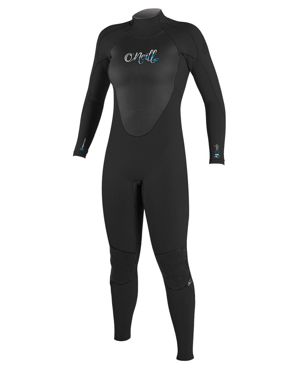 O'Neill Women's Epic 4:3mm Back Zip Full Wetsuit, Durable Warmth with Good Flexibility for Surfing, Paddleboarding, Kayaking, and Your Favorite Water Activities, Black/Black/Black, 6