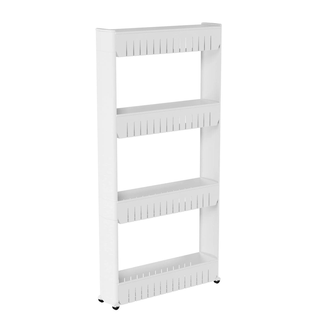 4Tier Storage Organizer Rack Plastic Rolling Cart for Office Dorm Bedroom Bathroom and Laundry Room Organizing by Everyday Home White