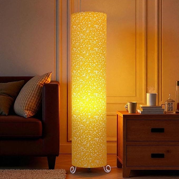 THE LIGHT SHADOW Cotton Fabric Floor Lamp for Bedroom's Desk Lamp for LivingRoom, Bed Room, Office | Night Stand Dimmable Room Floor Lamp for Reading Corner Lamp (Elegant Yellow)
