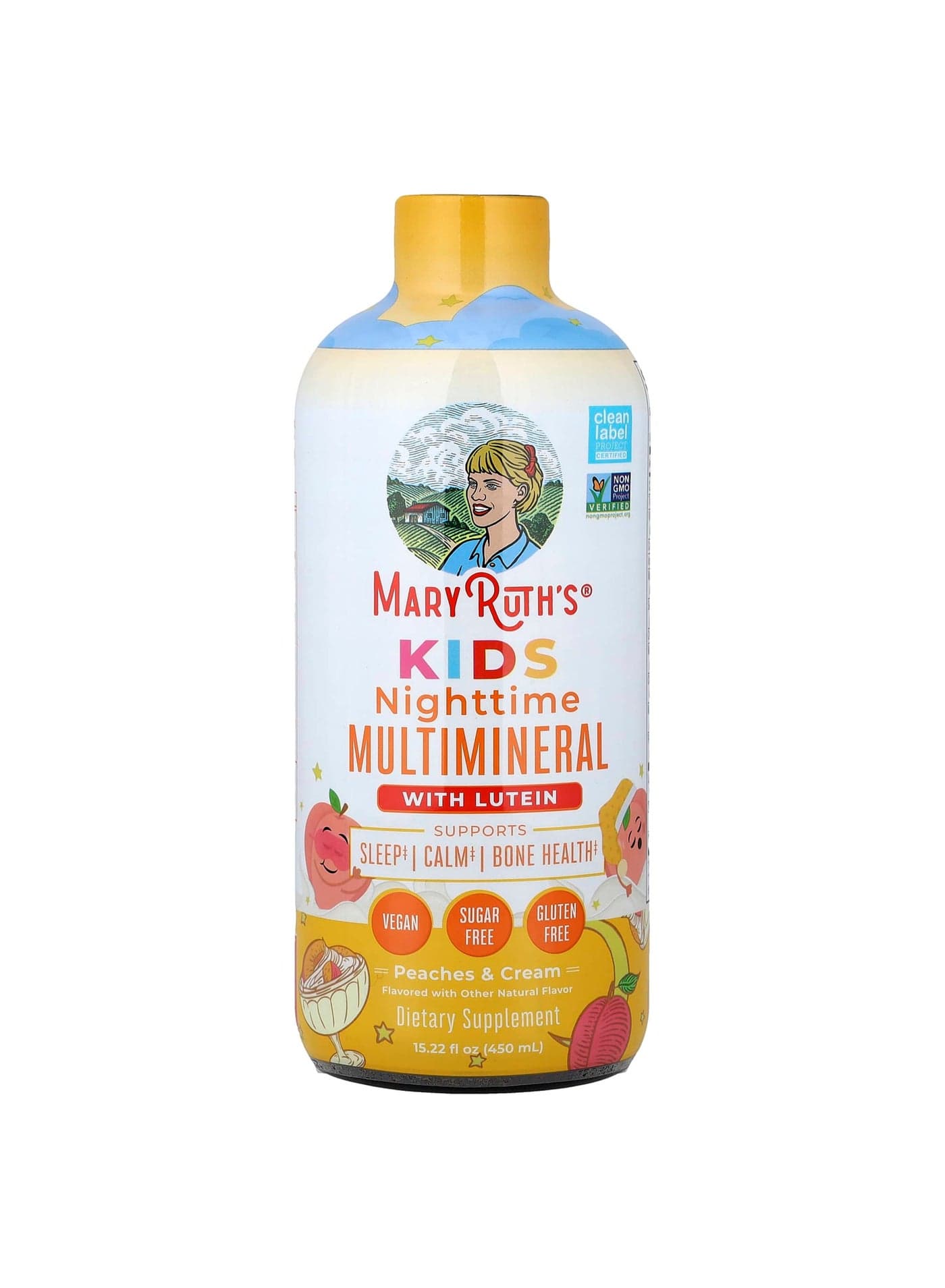 Kids, Nighttime Multivitamin With Lutein, Peaches & Cream, 15.22 fl oz (450 ml)