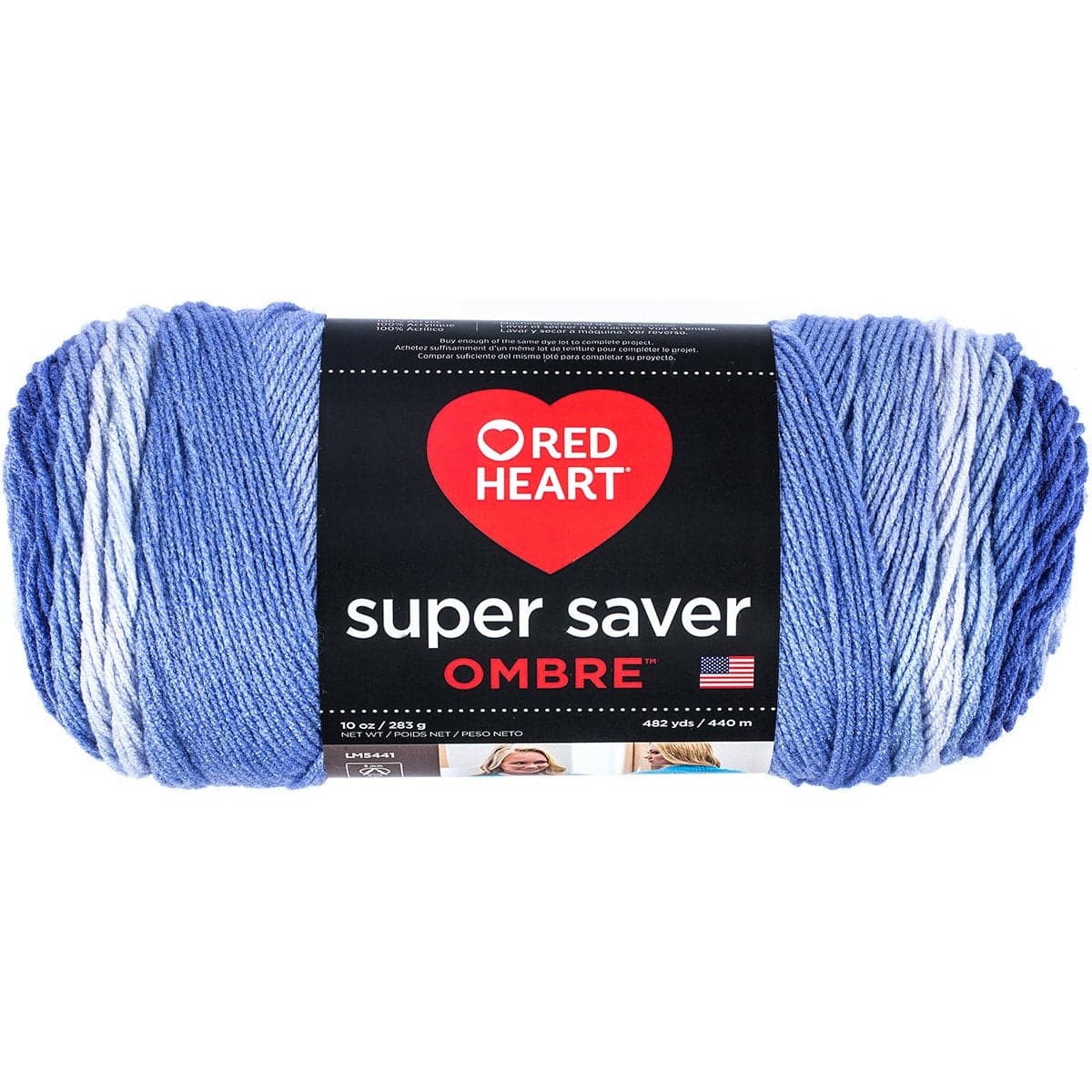 RED HEART E3053963 Super Saver Ombre Yarn Baja Blue