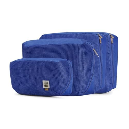 EUME Set of 4 Storage Pods - Packing Cubes for Travel | Cloth Organizer for Storage | Spacious Toiletry Pouch for Women & Men | Luggage Organiser Bags for Travel | Durable Polyester Bag | Royal Blue
