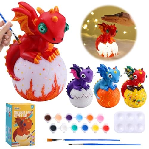 JMMICO Paint Your Own Dragon Lamp Craft Kit Dragons Crafts DIY Night Light Dragon Gifts for Girls Boys Arts and Crafts for Kids Ages 812 Dragons Party Activities Painting Kit for Kids 6