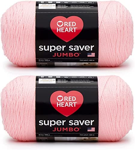 Red Heart Super Saver Jumbo Petal Pink Yarn - 2 Pack of 396g/14oz - Acrylic - 4 Medium (Worsted) - 744 Yards - Knitting/Crochet