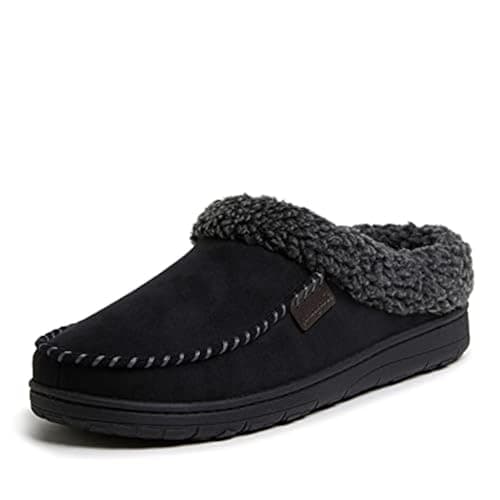 Dearfoams Men's Indoor/Outdoor Breathable Memory Foam Clog Offered in Wide Widths, Black, Small