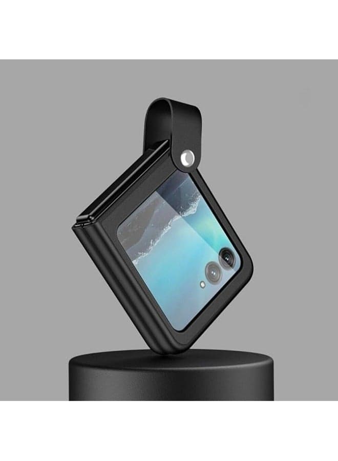 Compatible with Motorola Razr 40 Ultra Case, 【Slim u0026 Lightweight】 PU Leather Back Cover PC Frame with Hand Strap Ring Holder Protective Case for Moto Razr 40 Ultra