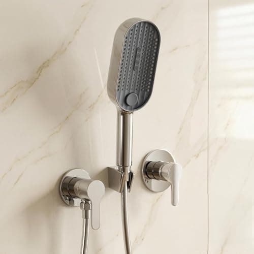 InArt® ABS 3-Function Hand Shower with 1.5 Meter Flexible Tube and Wall Hook, Chrome Finish | ABS Handheld Shower Head with Rain, Dancing Massage & Mix Spray | Easy-Clean Silicone Nozzles
