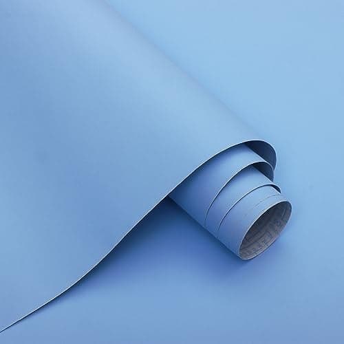 Micpolo 15.7" x 118" Light Blue Peel and Stick Wallpaper Blue Contact Paper Waterproof Self Adhesive Wallpaper Removable Easy to Clean Vinyl Decorative for Desk Wallcovering Countertop Cabinet