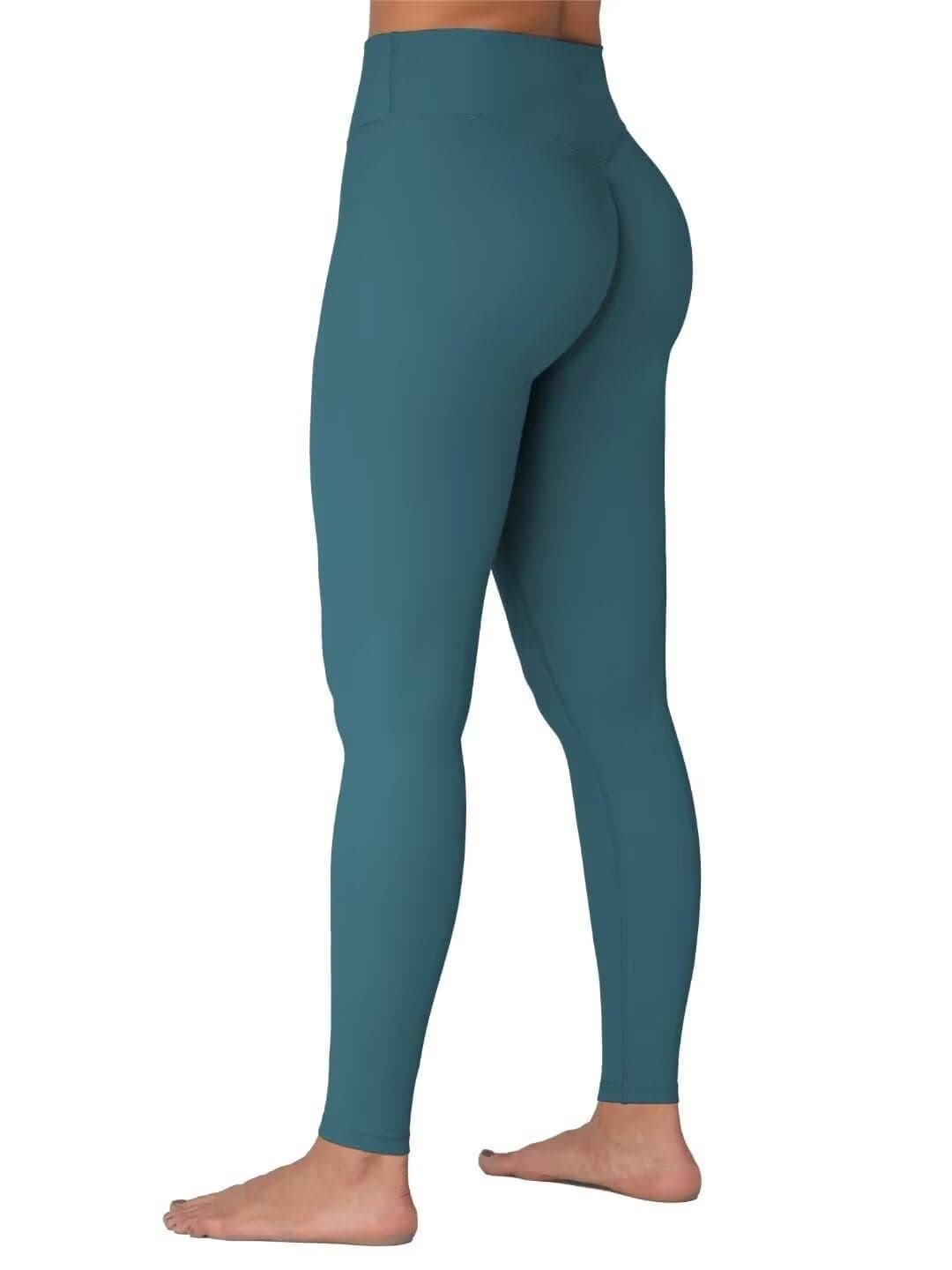 Sunzel Sunzfly Invisible Butt Scrunch Workout Leggings for Women, Butt Lifting High Waisted Gym Yoga Pants with Tummy Control 25" Foredt Green X-Large
