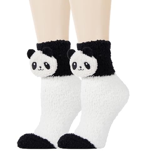 Benefeet Sox Cute Fuzzy Panda Socks for Women Girls Fluffy Cozy Warm Winter Animal Slippers Plush Indoor Home Sleeping Socks 1 Pair