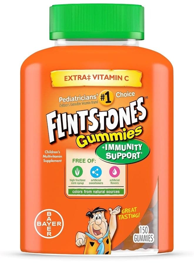 Flintstones Gummies Kids Vitamins with Immunity Support*, Kids and Toddler Multivitamin with Vitamin C, Vitamin D, B12, Zinc & more, Orange 150ct