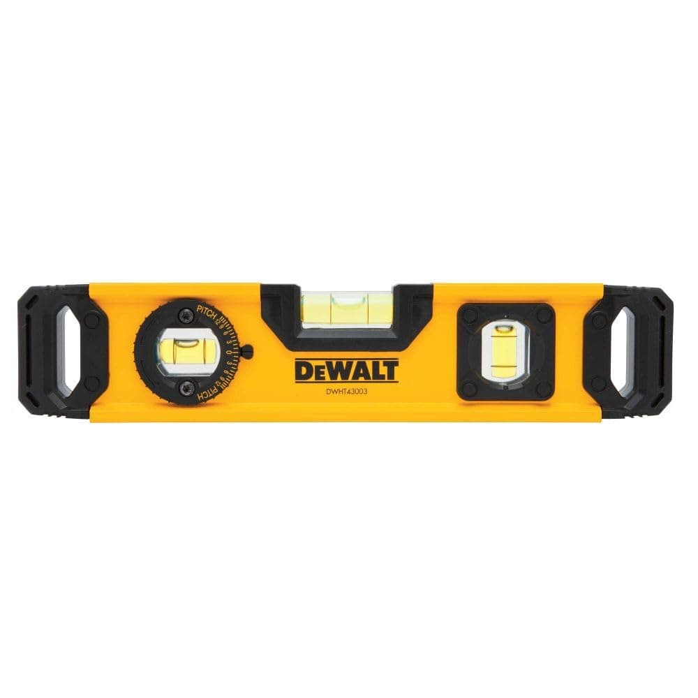 DeWalt DWHT43003 9 Yellow Aluminum Magnetic Torpedo Level with VGroove Base