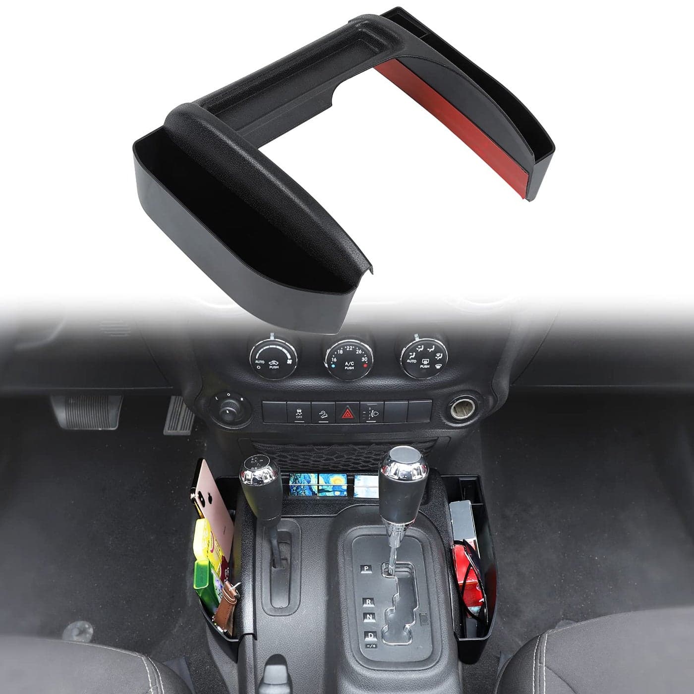 JeCar for JK Gear Tray Center Console Gear Shift Storage Organizer for 20112018 Jeep Wrangler JK JKU with Auto Transmission Black