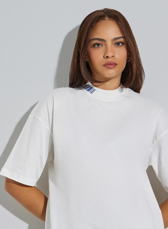 Oversized Slogan T-Shirt With High-Low Hem — 2XL