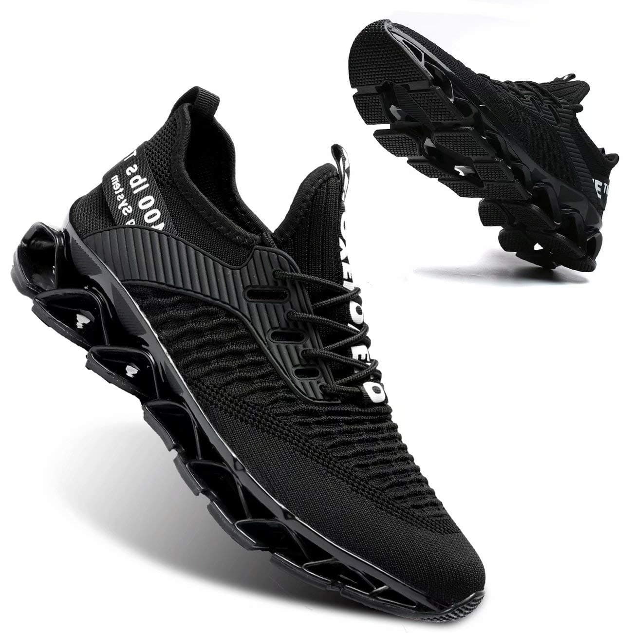 Vooncosir Mens Fashion Sneakers Breathable Mesh Running Shoes Blade Non Slip Soft Sole Casual Athletic Lightweight Walking Shoes13All Black