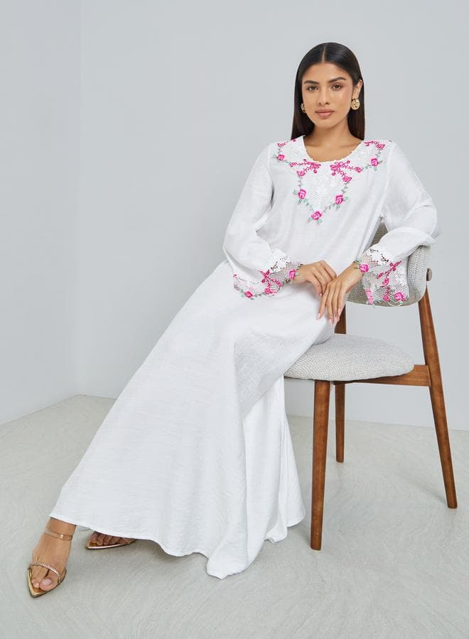 White Embroidered Jalabiya