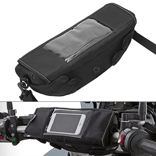 H RUO Waterproof Handlebar Storage Bag Motorcycle Bike Handle Bar Bag with Phone Pouch Compatible with bmw F750GS F850GS R1200GS Triumph Honda Yamaha Suzuki