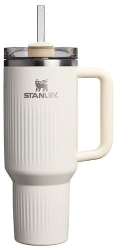 STANLEY Quencher H2.0 Tumbler with Handle and Straw 40 oz | Flowstate 3-Position Lid | Cup Holder Compatible for Travel | Insulated Stainless Steel Cup | BPA-Free | Fluted Cream Gloss