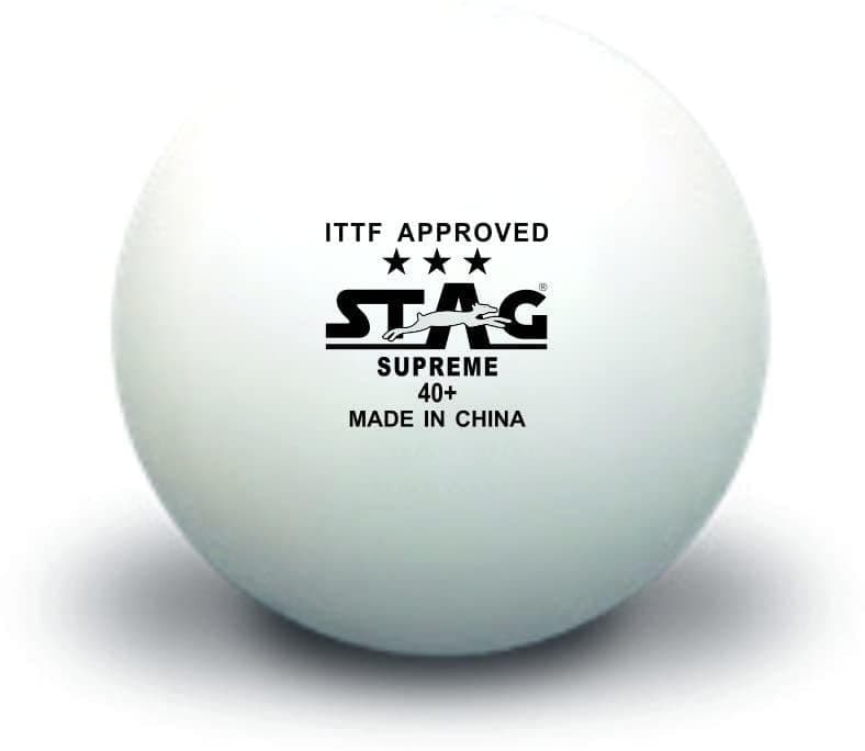 Stag Iconic High Performance Supreme Table Tennis (T.T) Balls| Advanced 40+mm Ping Pong Balls for Training, Tournaments and Recreational Play| Durable for Indoor/Outdoor Game - Pack of 12 (White)