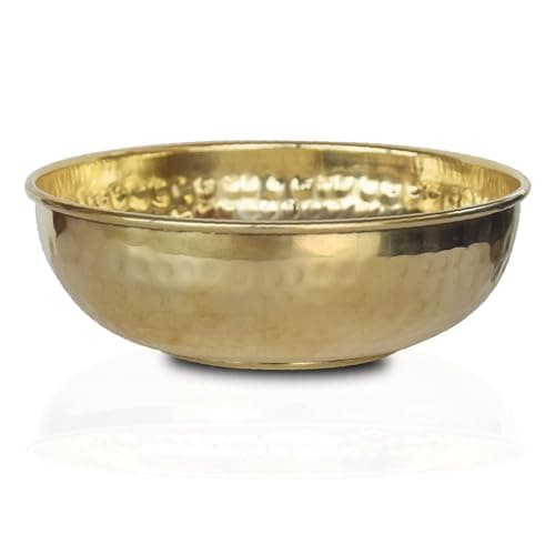 Pure Source India) 100% Pure Brass Bowl, Hammered, (11 cm x 4.5 cm - 6 Pcs Gold) 200 ml