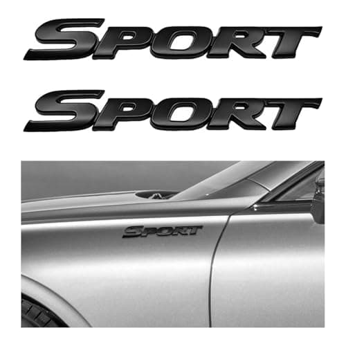 KVAEY 2 PCS 3D Metal Car Sport Sticker ChromePlated Personalise Sport Emblem Car Tailgate Decal Sticker Automotive Side Fender Rear Adhesive Emblem Badge Decals for SUVs Sedans RVs Black