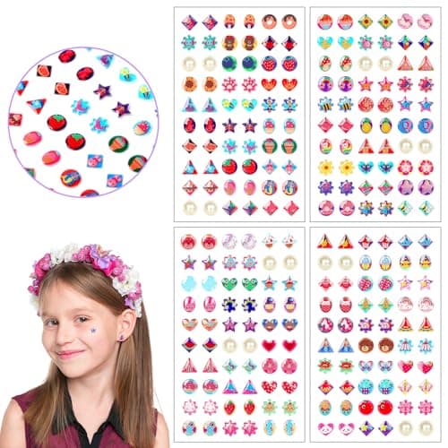 AUGSUN Sticker Earrings 240 Pieces Stick on Earring for Girls SelfAdhesive Sticky Earrings 3D Glitter Craft Crystal Stickers