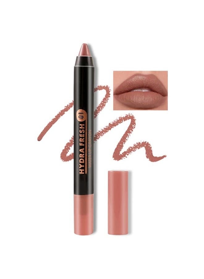 Matte Lip Crayon Lipstik Pencil Velvety Creamy Matte Lip Liner Full Coverage High Pigment Waterproof Long Lasting Lipstick for Women, Matte Lip Colour with Smooth Finish
