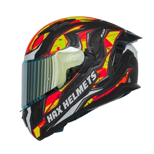 HAX Obsidian Full Face Dual Visor Adult Motorcycle Helmet for Motorbike Street Bike with Pinlock Ready DOT Approved Blaze OrangeXL
